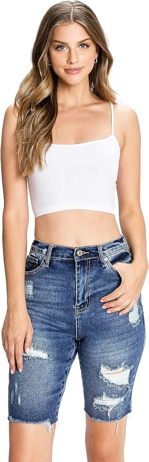 High-Rise Cutoff Bermuda Shorts by Celebrity Pink Jean