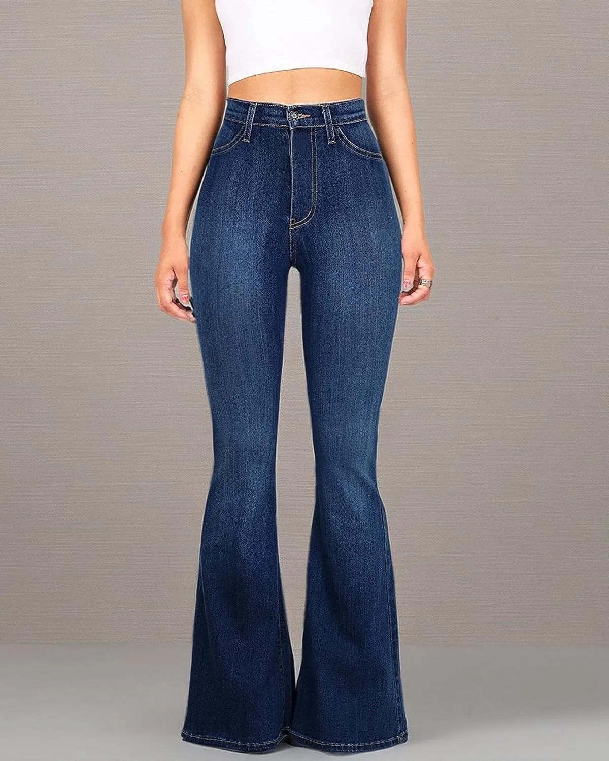 High Waisted Bell Bottom Jeans for Women Black Flare Retro Bootcut Stretch Wide Leg Denim Pants