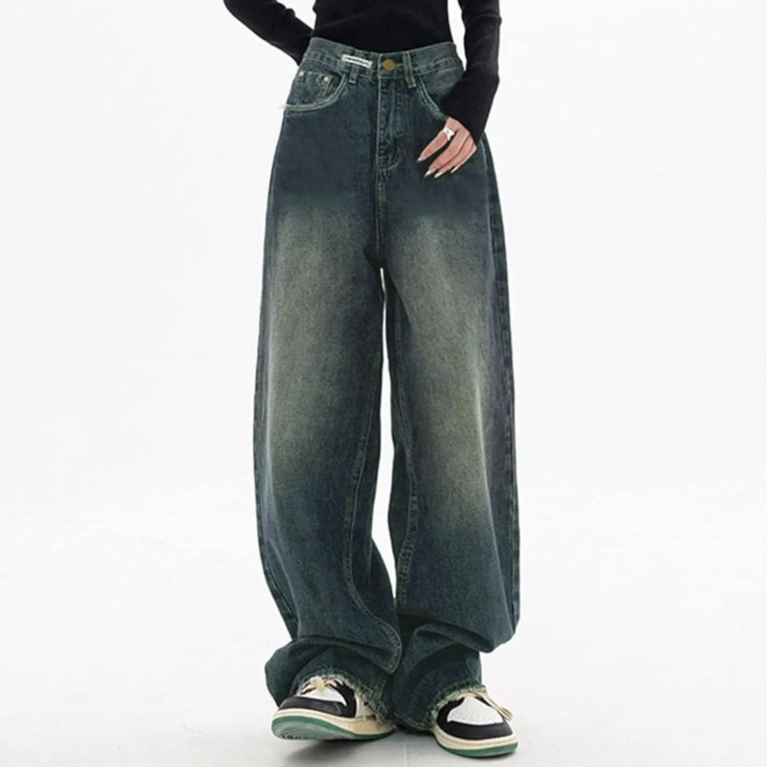 High Waisted Jeans for Women Wide Leg Loose Baggy Boyfriend Denim Pants 90S Vintage Streetwear Y2k Grunge Jean Pants