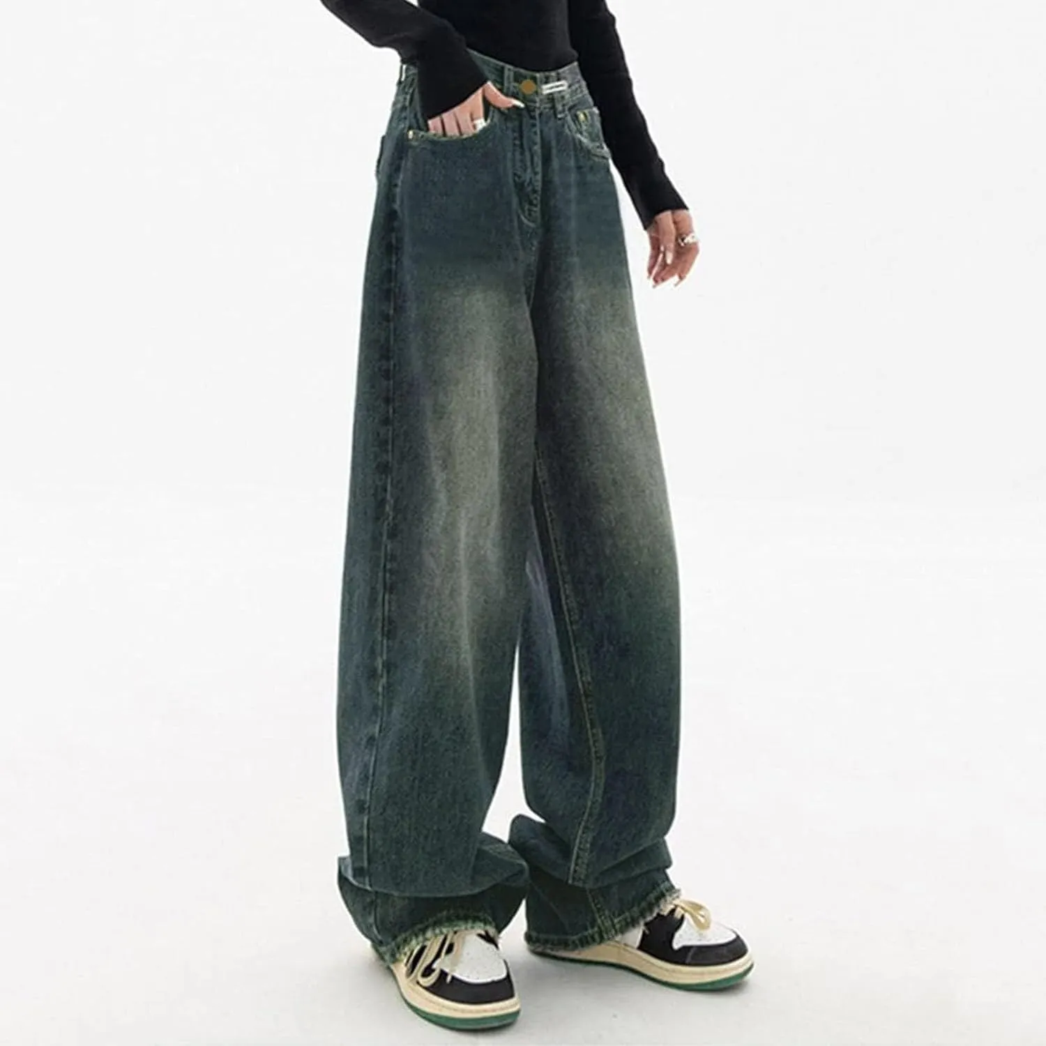 High Waisted Jeans for Women Wide Leg Loose Baggy Boyfriend Denim Pants 90S Vintage Streetwear Y2k Grunge Jean Pants
