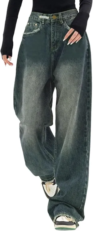 High Waisted Jeans for Women Wide Leg Loose Baggy Boyfriend Denim Pants 90S Vintage Streetwear Y2k Grunge Jean Pants