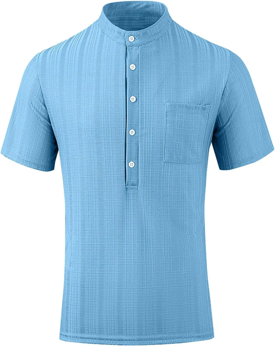 Hippie T-Shirt for Men Solid Color Business Short Sleeve Henley Collar Tees Tops Summer Casual Regular Work Blouse