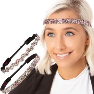 Hipsy PETITE Size, Adjustable No Slip Sparkly Bling Mixed 2pk Headbands for Women Girls & Teens (Bling Glitter Mixed Confetti)