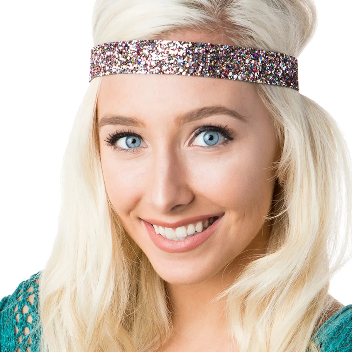 Hipsy REGULAR Size, Adjustable No Slip Sparkly Bling Mixed 3pk Headbands for Women Girls & Teens (Bling Glitter Mixed Confetti)