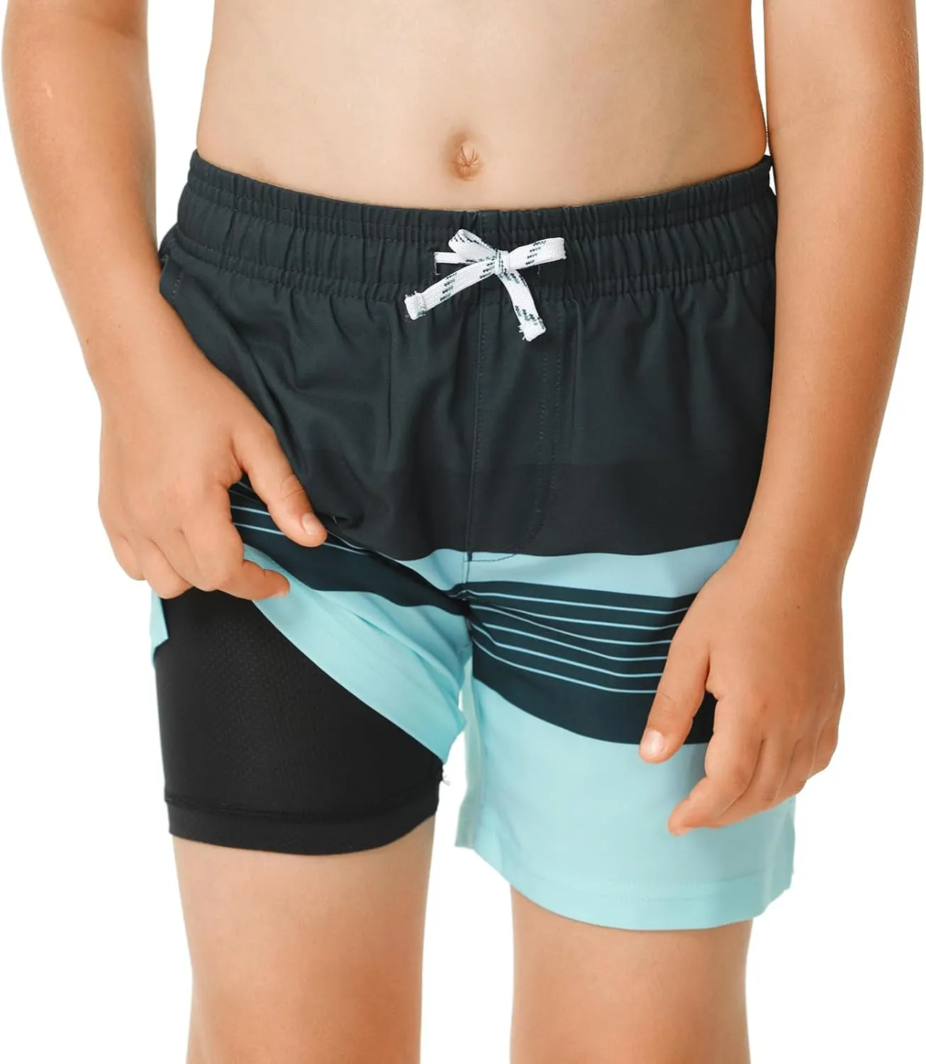 HODOSPORTS Boys Swim Trunks with Compression Liner Swimwear Bathing Suits Swim Shorts with Pockets