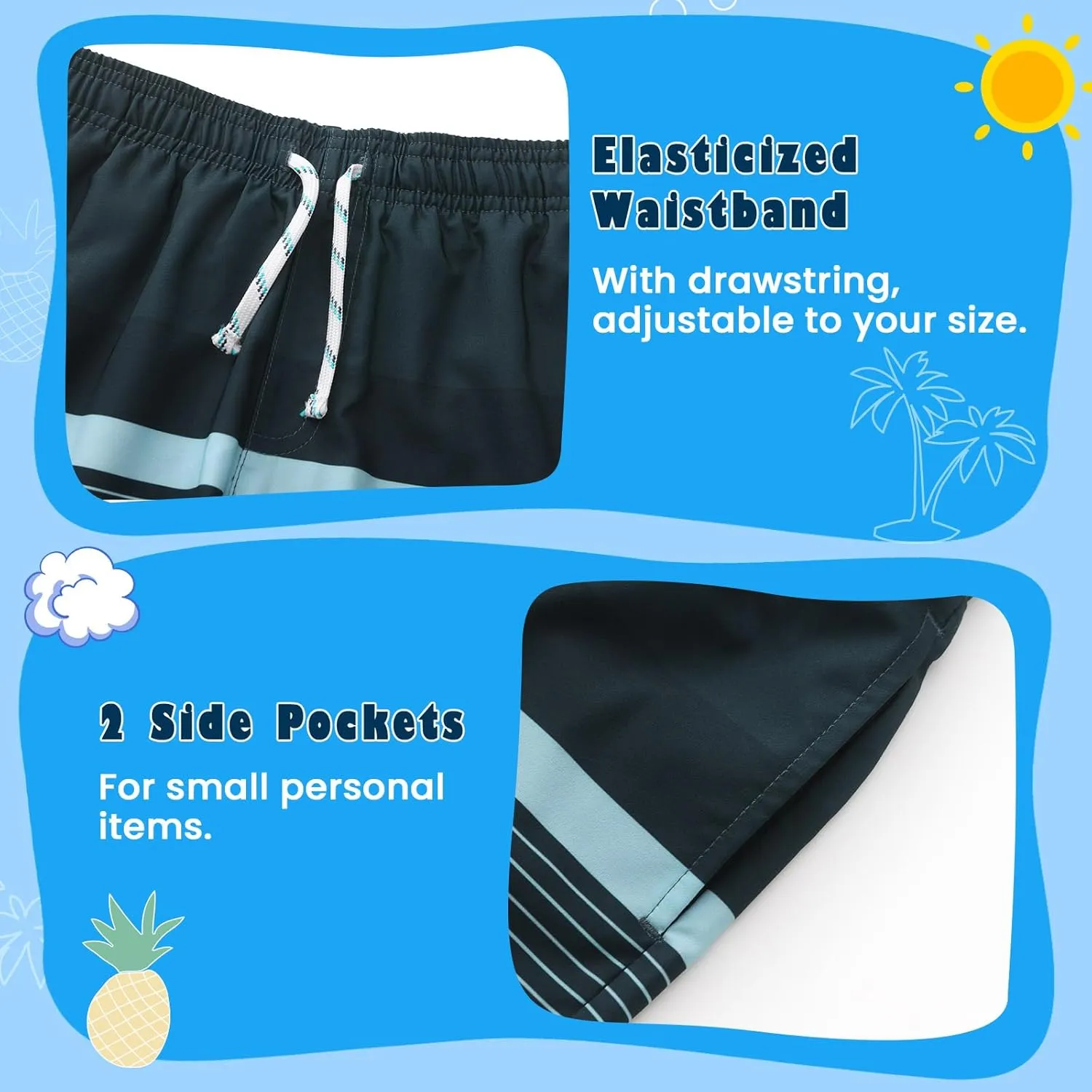 HODOSPORTS Boys Swim Trunks with Compression Liner Swimwear Bathing Suits Swim Shorts with Pockets