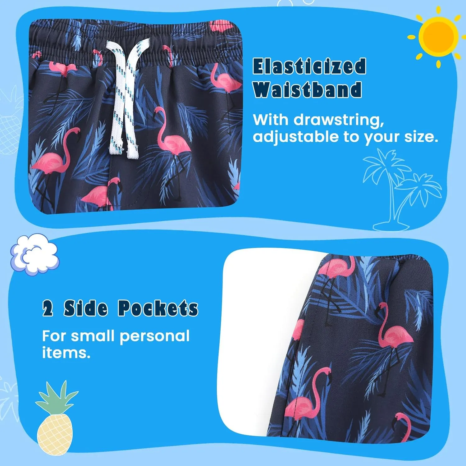 HODOSPORTS Boys Swim Trunks with Compression Liner Swimwear Bathing Suits Swim Shorts with Pockets
