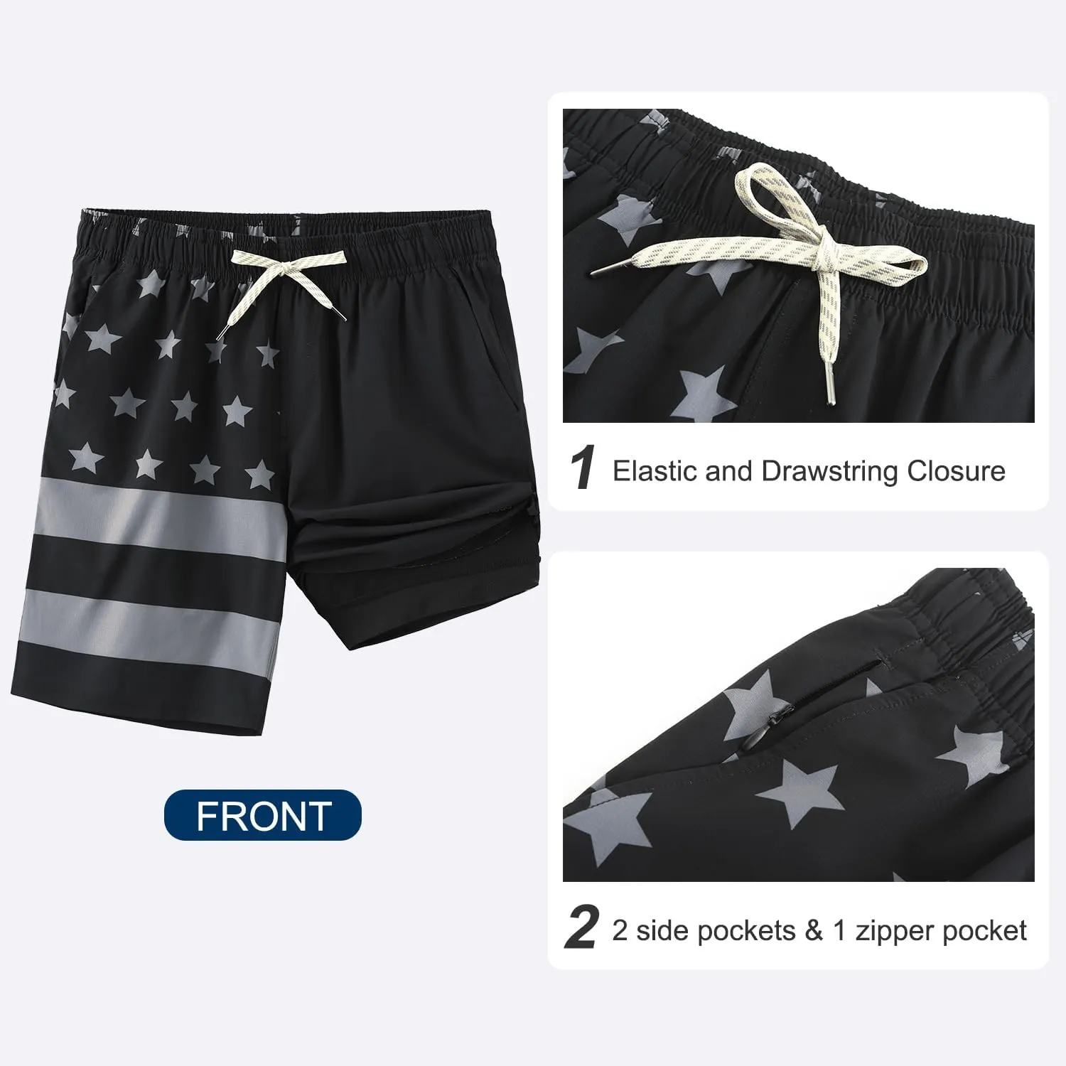 HODOSPORTS Mens Swim Trunks with Compression Liner 9 Inch Quick Dry Swim Shorts with Pockets Swim Suit
