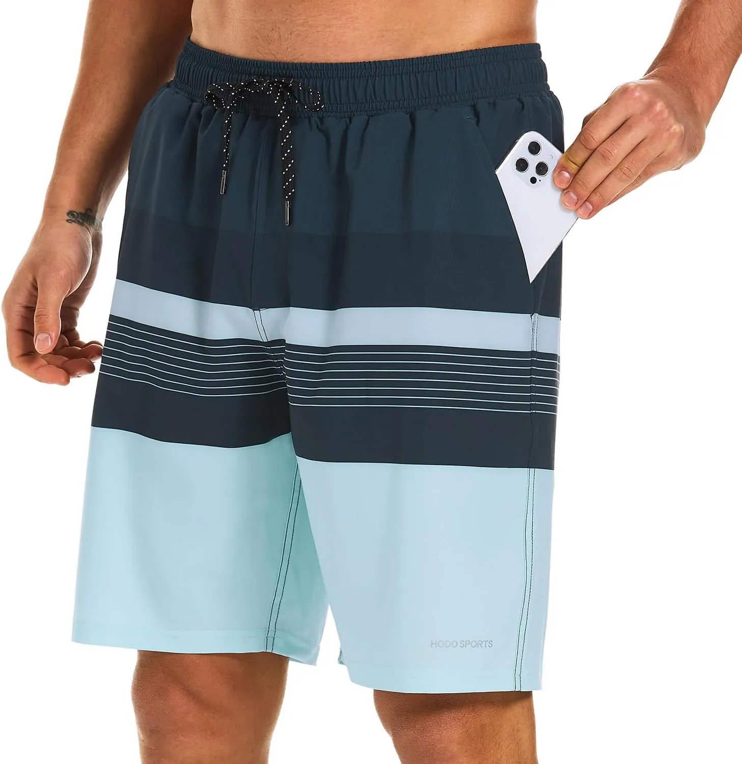 HODOSPORTS Mens Swim Trunks with Compression Liner 9 Inch Quick Dry Swim Shorts with Pockets Swim Suit