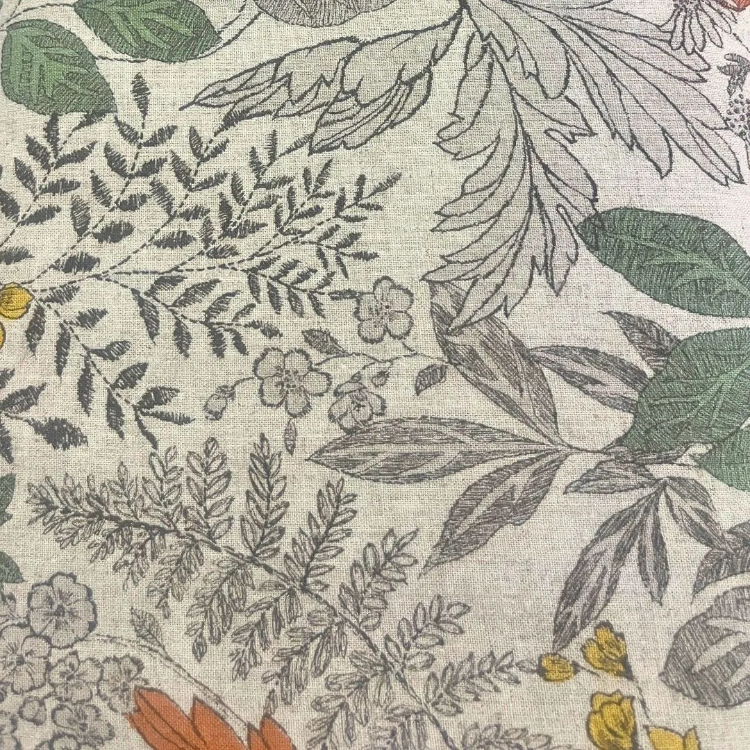 Hokkah Cotton Linen Print Fabric - 45% Cotton 55% Linen - 130gsm Rust