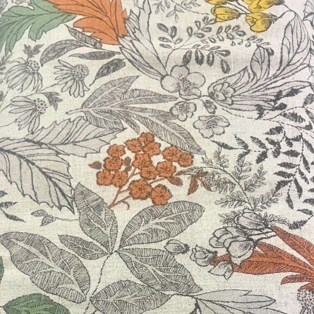 Hokkah Cotton Linen Print Fabric - 45% Cotton 55% Linen - 130gsm Rust