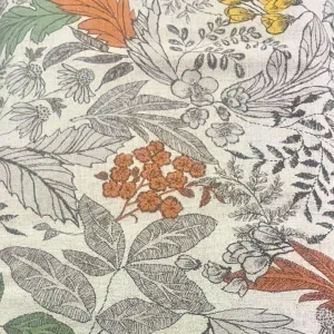 Hokkah Cotton Linen Print Fabric - 45% Cotton 55% Linen - 130gsm Rust