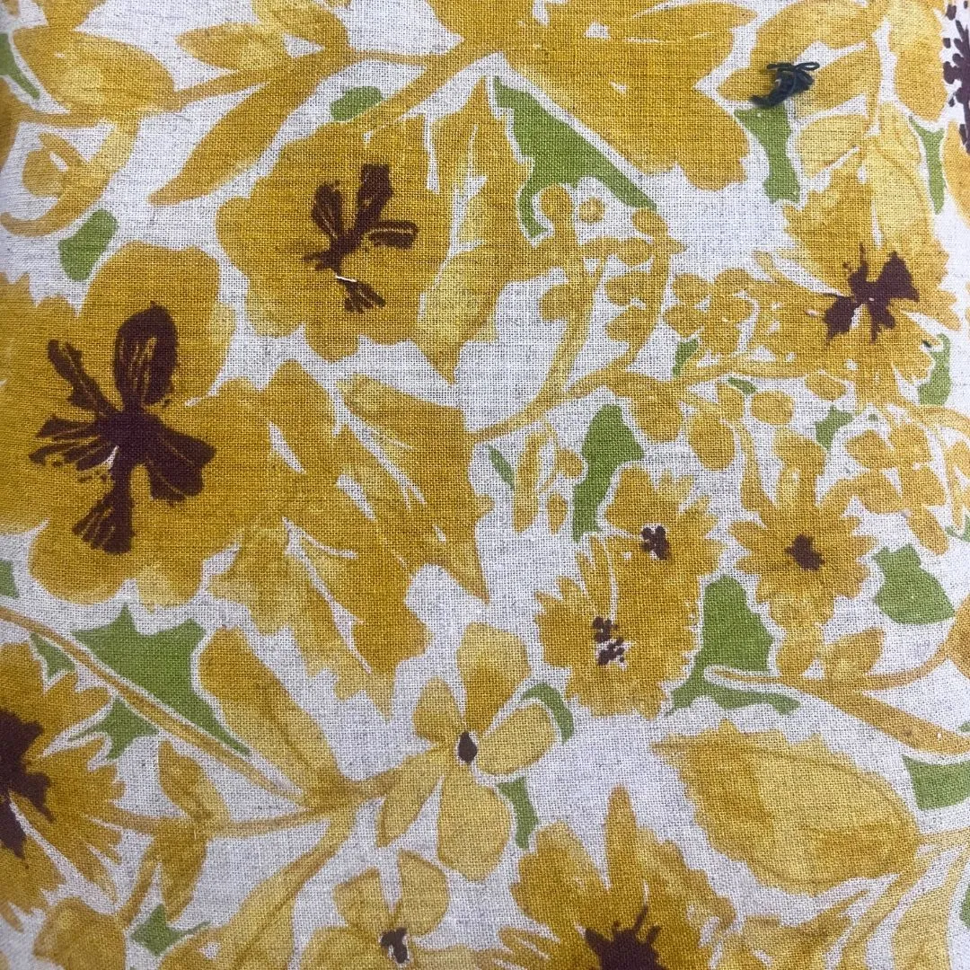 Hokkah Cotton Linen Print Fabric - 45% Cotton 55% Linen - 130gsm Yellow