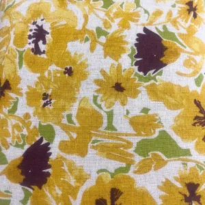 Hokkah Cotton Linen Print Fabric - 45% Cotton 55% Linen - 130gsm Yellow
