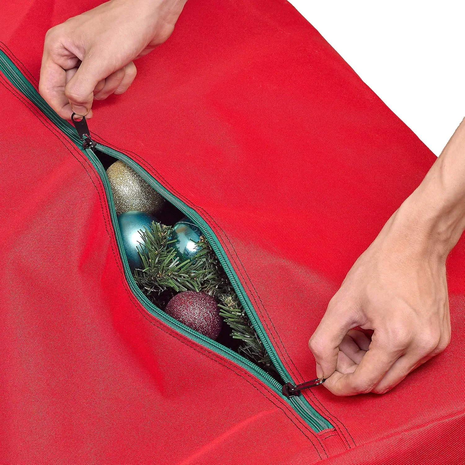 HOLDN’ STORAGE Christmas Tree Bag Heavy Duty 600D Oxford - Christmas Tree Bags Storage Fits Up To 9Ft, Extra Wide, Waterproof Storage Bags with Reinforced Handles & Zipper - Red