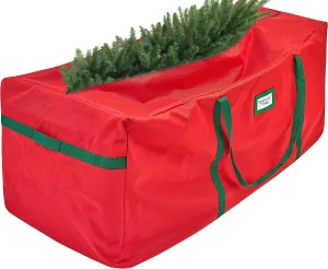 HOLDN’ STORAGE Christmas Tree Bag Heavy Duty 600D Oxford - Christmas Tree Bags Storage Fits Up To 9Ft, Extra Wide, Waterproof Storage Bags with Reinforced Handles & Zipper - Red