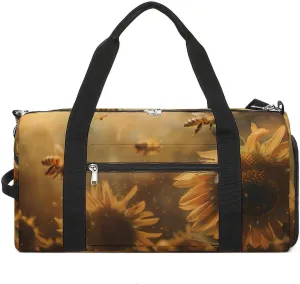 Honey Bees Flowers Gym Bag for Men Women Lightweight Duffel Bag Sports Workout Bag for Travel Yoga