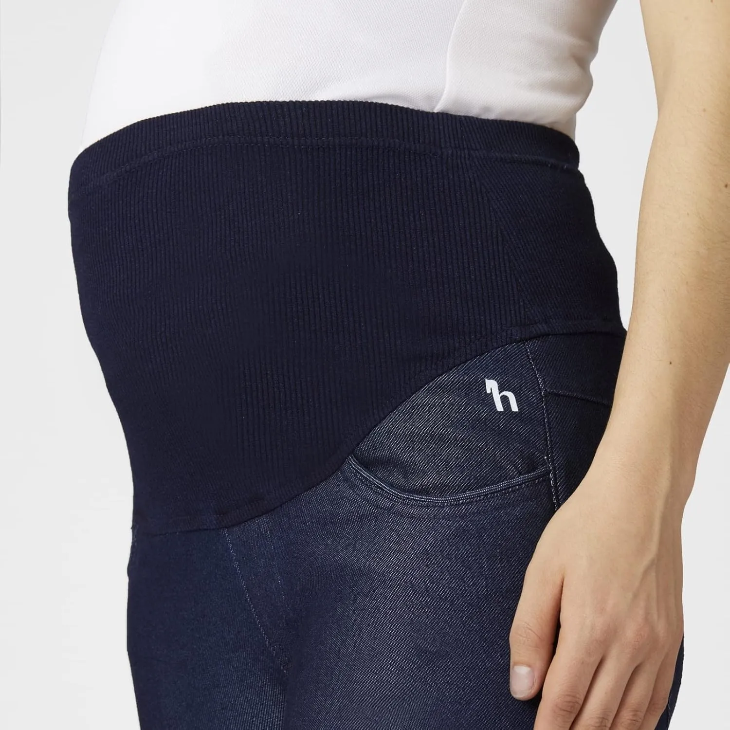 HORZE Katia Maternity Women's Denim Style Elastic Lightweight High Waist Silicone Full Seat Riding Tights