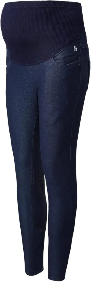 HORZE Katia Maternity Women's Denim Style Elastic Lightweight High Waist Silicone Full Seat Riding Tights