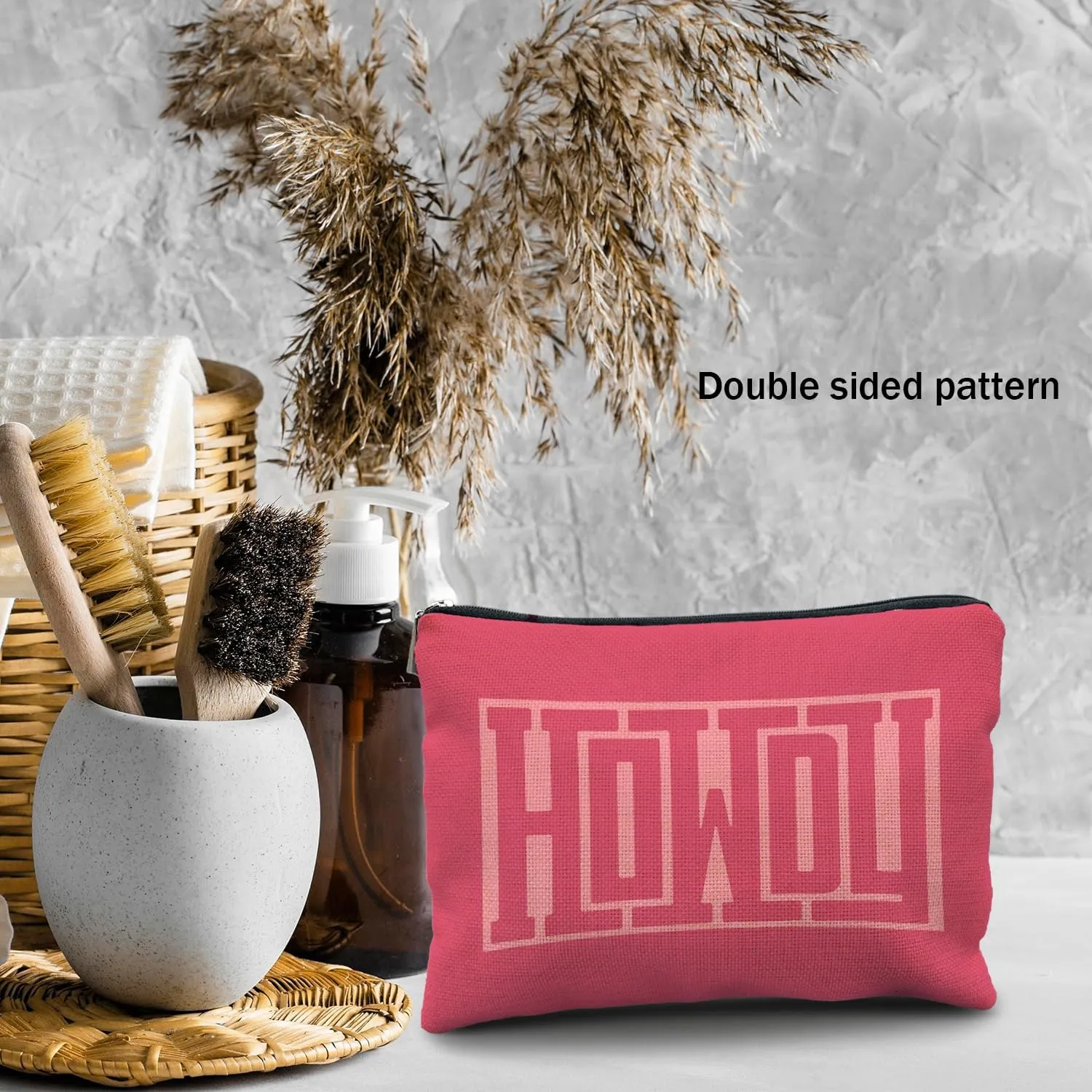 Howdy Makeup Bag - Hot Pink Retro Western Cosmetic Bag, Cowgirl Gifts