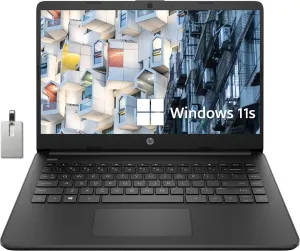 HP Stream 14" HD BrightView Laptop, Intel Celeron N4020 Processor, 16GB RAM, 64GB Storage, Intel HD Graphics, 720p Webcam, 1 Year Office 365, Black, Win 11 S, 32GB Hotface USB Card