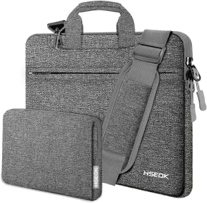 Hseok Slim Laptop Shoulder Bag 13-14 inch HandBag with Small Case Compatible with MacBook Pro 14" M4/M3/M2/M1 2025-2021, 13.3" Mac Air/Pro, XPS 13/14 and Most 13"-14" Notebooks,Dark gray