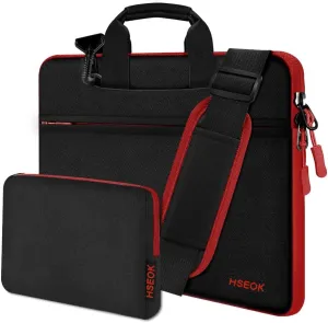 Hseok Slim Laptop Shoulder Bag 13-14 inch HandBag with Small Case Compatible with MacBook Pro 14" M4/M3/M2/M1 2025-2021, 13.3" Mac Air/Pro, XPS 13/14 and Most 13"-14" Notebooks,Red Zipper