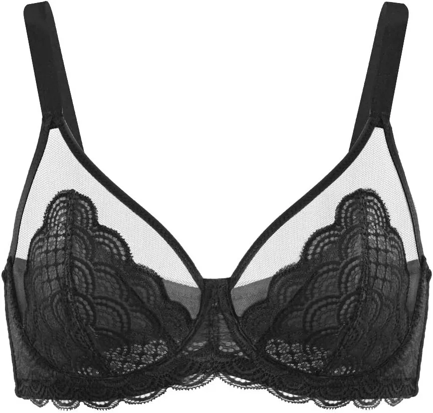 HSIA Minimizer Bras for Women Large Bust Full Coverage Lace Plus Size Bra - Mermaid Scales