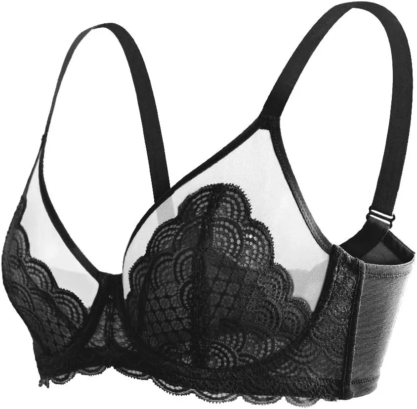 HSIA Minimizer Bras for Women Large Bust Full Coverage Lace Plus Size Bra - Mermaid Scales