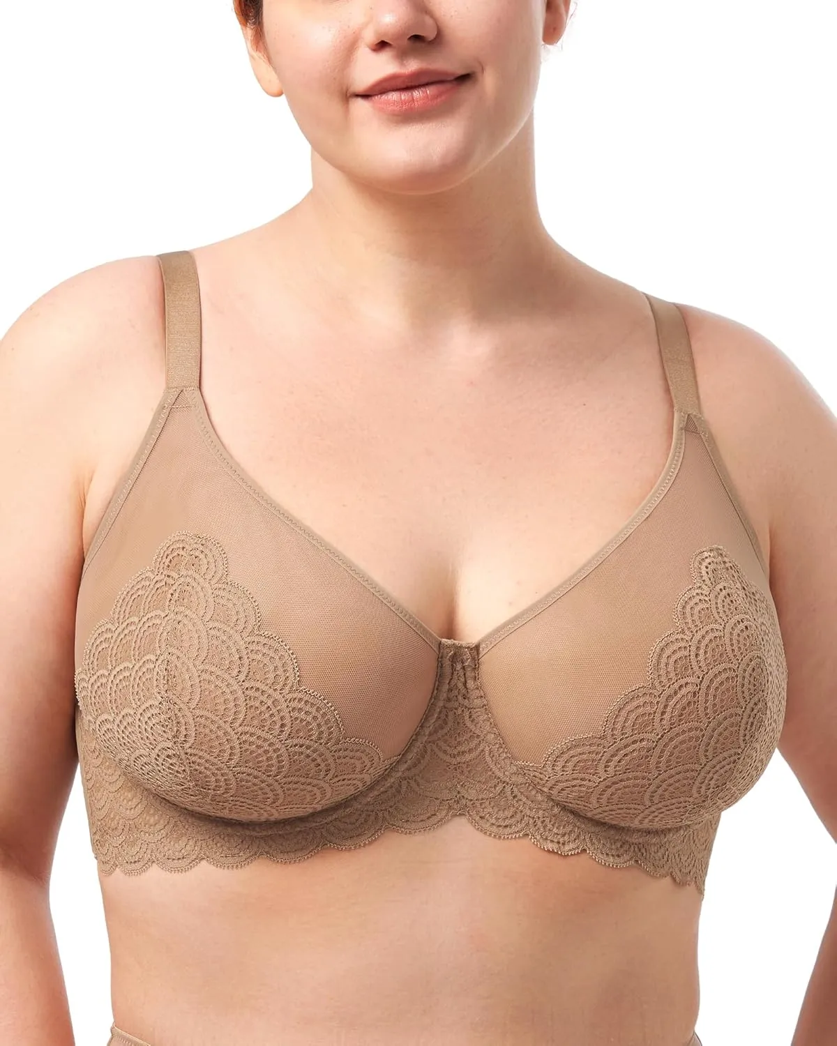 HSIA Minimizer Bras for Women Large Bust Full Coverage Lace Plus Size Bra - Mermaid Scales