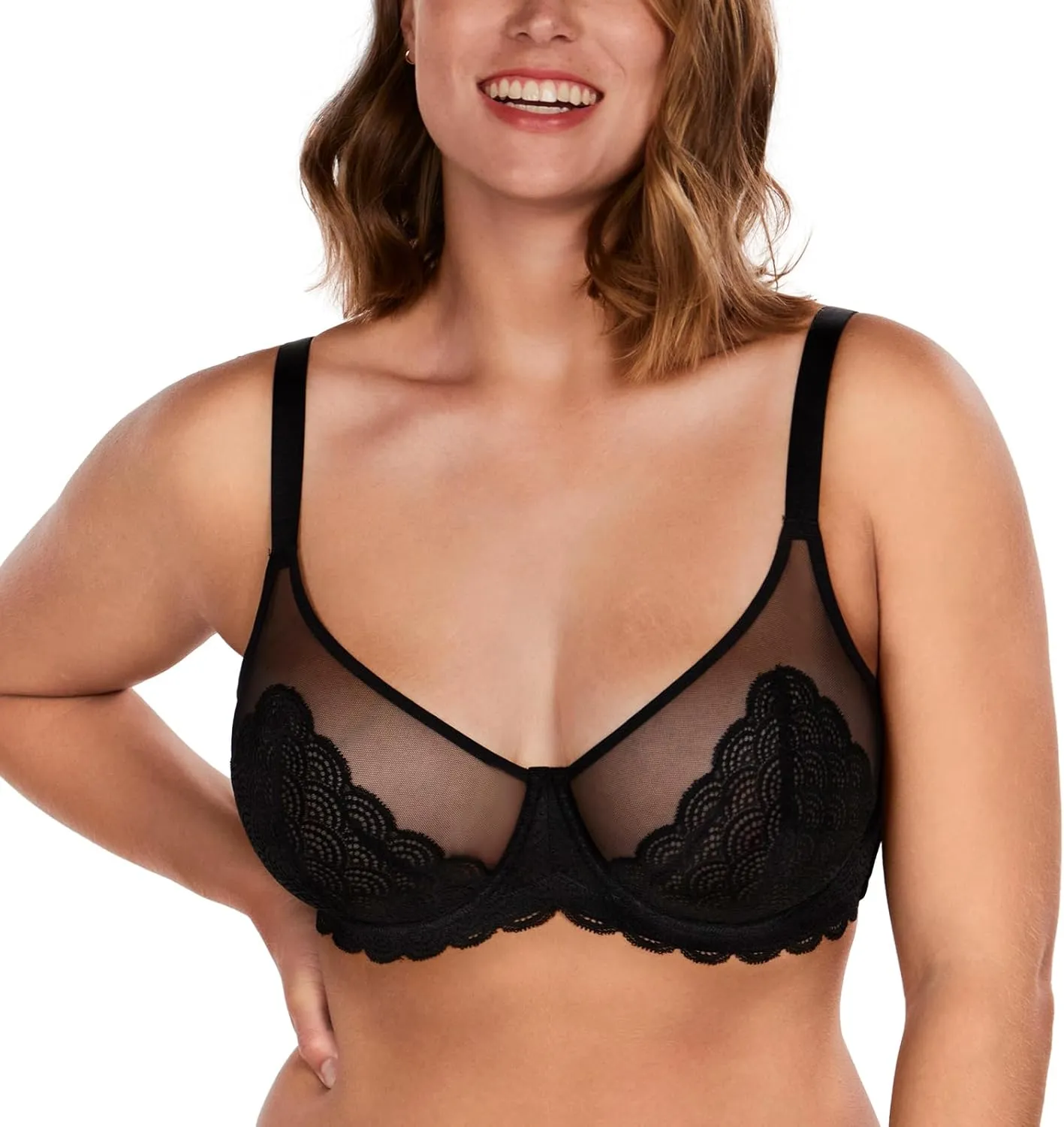 HSIA Minimizer Bras for Women Large Bust Full Coverage Lace Plus Size Bra - Mermaid Scales