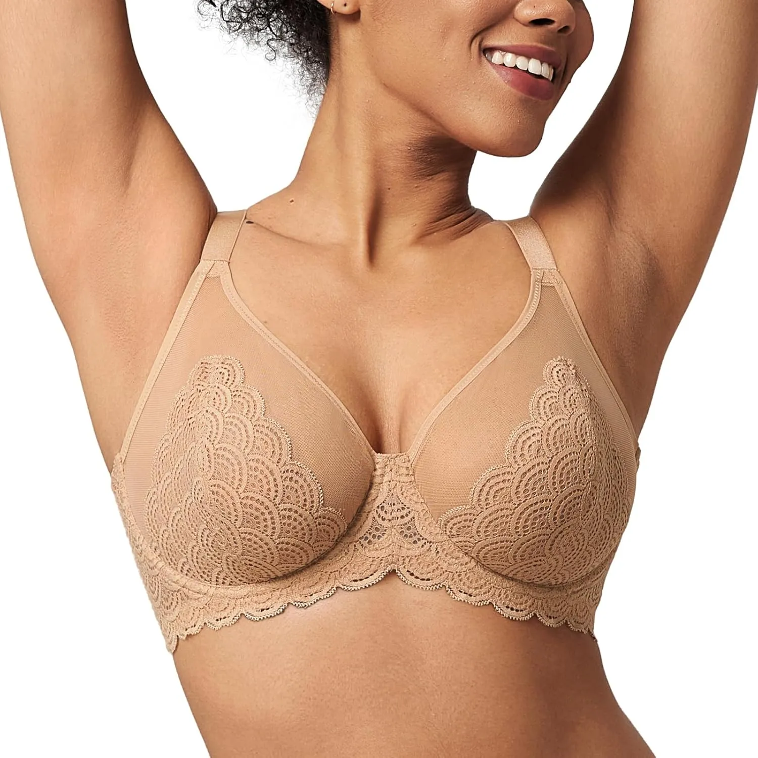HSIA Minimizer Bras for Women Large Bust Full Coverage Lace Plus Size Bra - Mermaid Scales