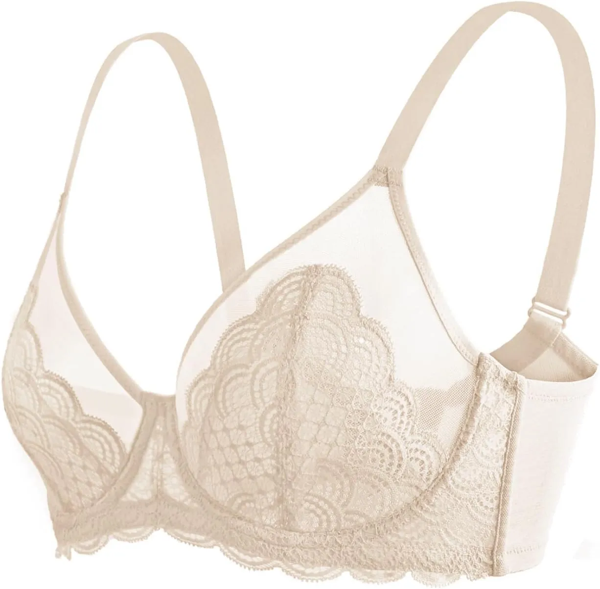 HSIA Minimizer Bras for Women Large Bust Full Coverage Lace Plus Size Bra - Mermaid Scales