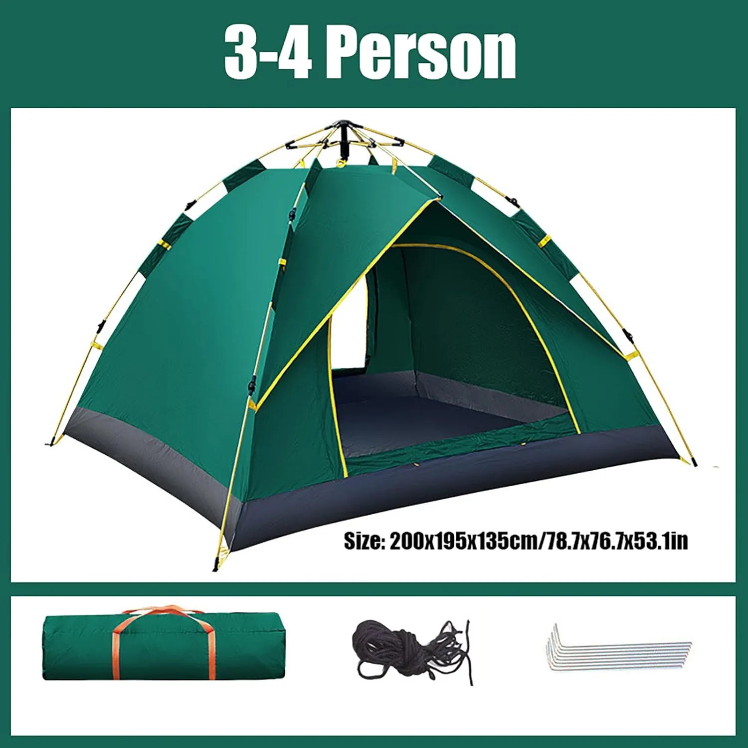 HUHJYUGE Tent for Camping Waterproof, Sun Shelter for Backyard Ventilated Weatherproof, Family Tent Portable for All Seasons, for Backpacking, Hiking, or Beach by Outdoors (B 4 Person)