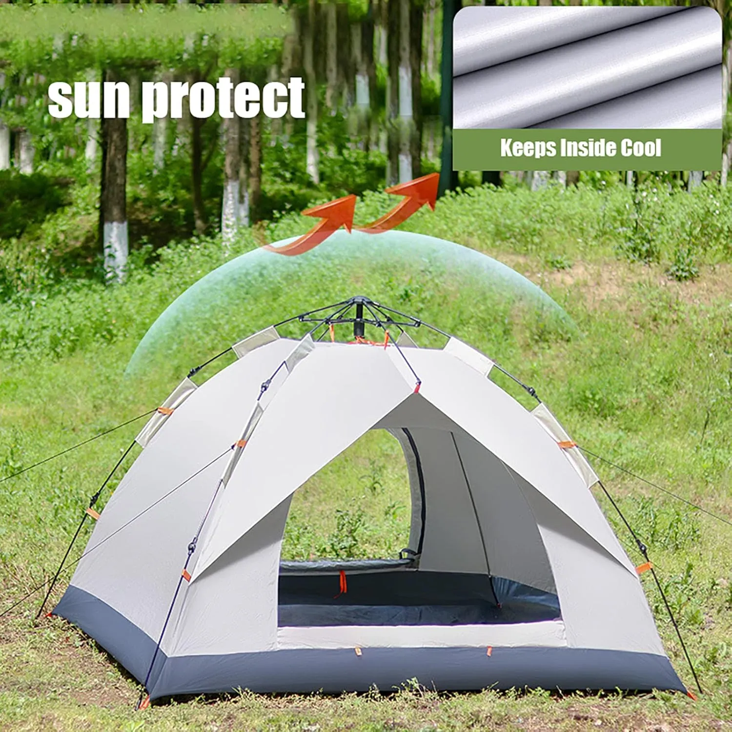 HUHJYUGE Tent for Camping Waterproof, Sun Shelter for Backyard Ventilated Weatherproof, Family Tent Portable for All Seasons, for Backpacking, Hiking, or Beach by Outdoors (B 4 Person)