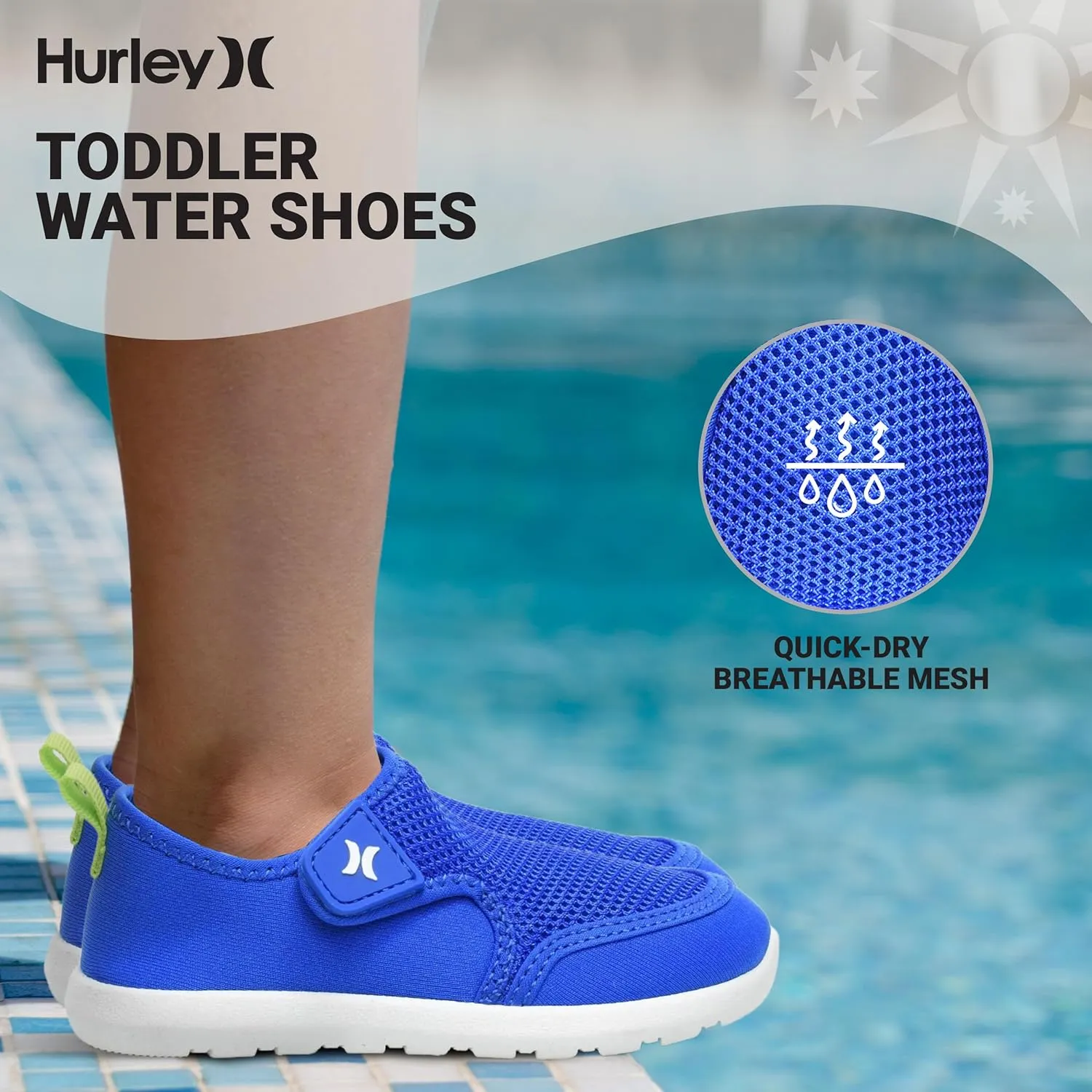 Hurley Kids Toddler Water Shoes Spence- Quick-Dry Water Shoes for Boys and Girls, Lightweight, Easy Slip-On with Adjustable Upper - for Beach, Water Play and Pool Fun
