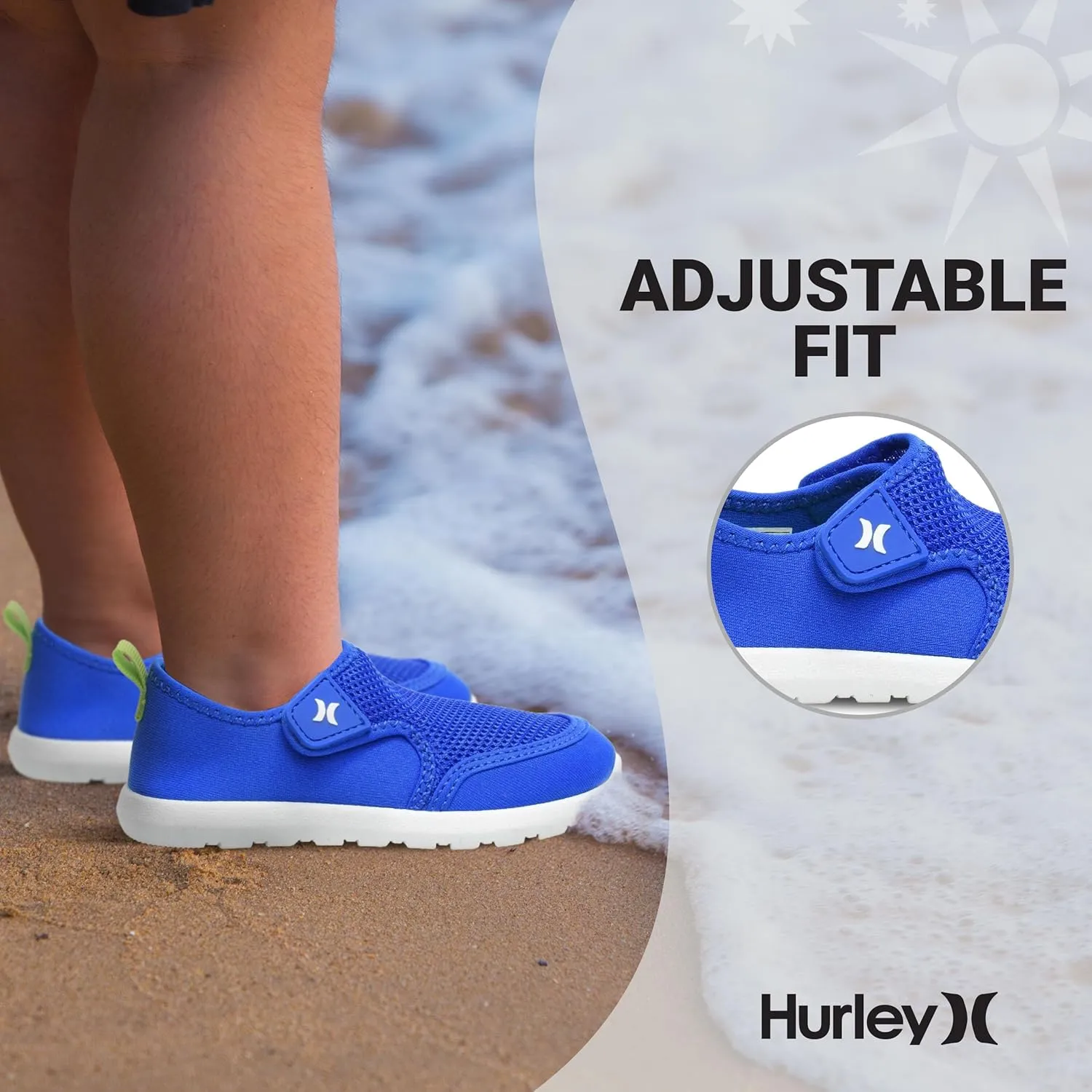 Hurley Kids Toddler Water Shoes Spence- Quick-Dry Water Shoes for Boys and Girls, Lightweight, Easy Slip-On with Adjustable Upper - for Beach, Water Play and Pool Fun