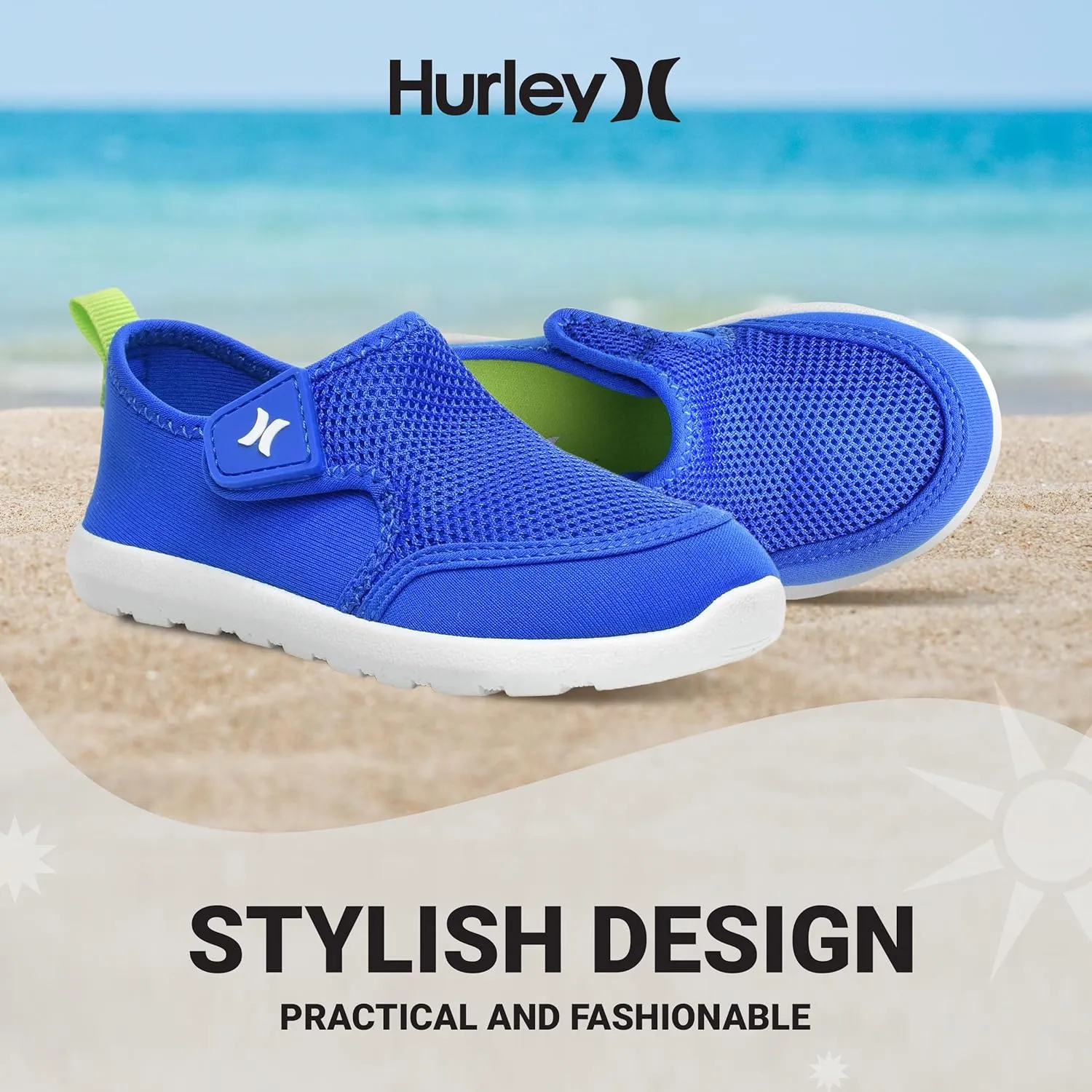 Hurley Kids Toddler Water Shoes Spence- Quick-Dry Water Shoes for Boys and Girls, Lightweight, Easy Slip-On with Adjustable Upper - for Beach, Water Play and Pool Fun
