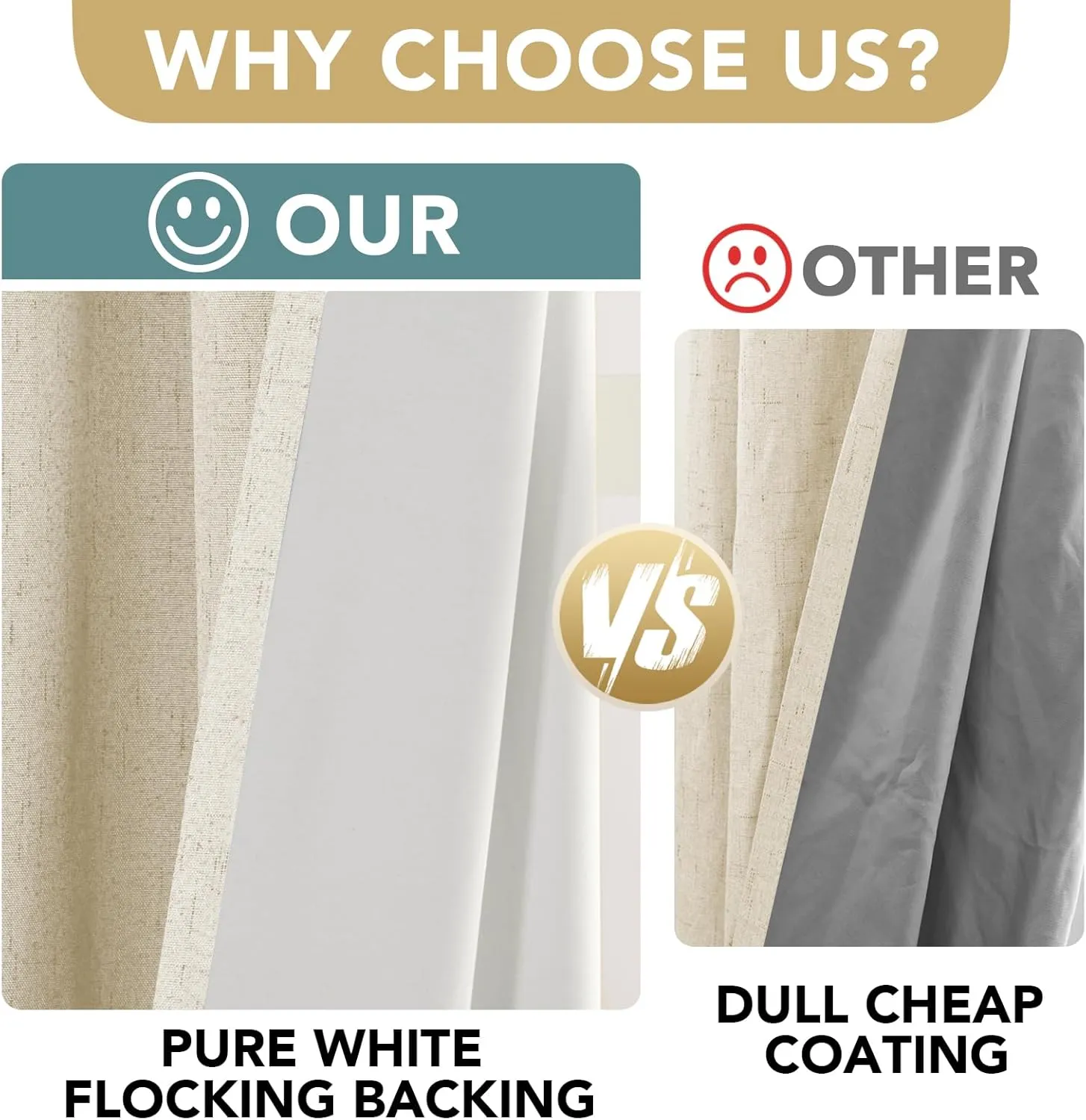 H.VERSAILTEX 100% Blackout Curtains for Bedroom Thermal Insulated Linen Textured Curtains Heat and Full Light Blocking Drapes Living Room Curtains 2 Panel Sets, Bleached Sand, 52x84 Inch