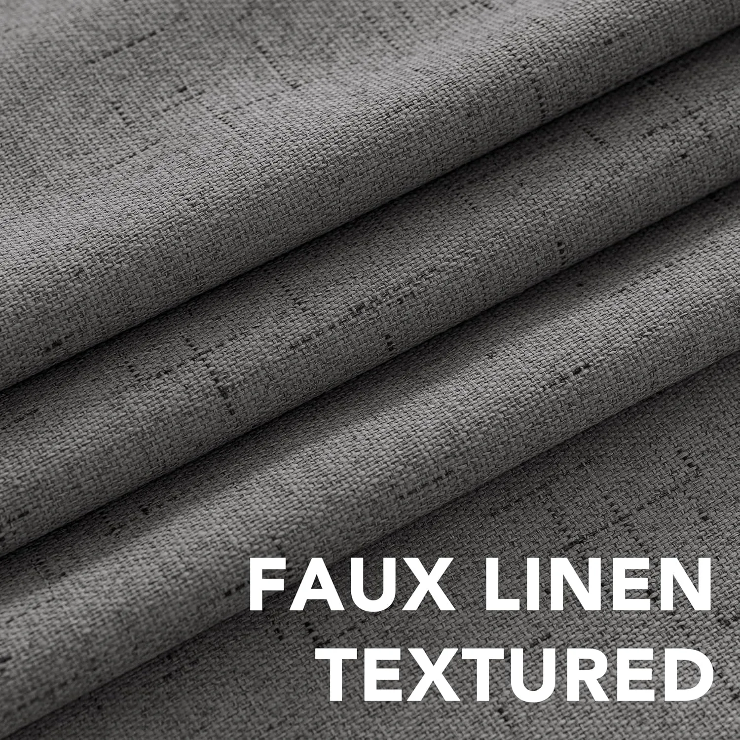 H.VERSAILTEX Linen Blackout Curtains 84 Inches Long 100% Absolutely Blackout Thermal Insulated Textured Linen Look Curtain Draperies Anti-Rust Grommet, Energy Saving with White Liner, 2 Panels, Grey