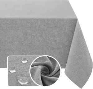 H.VERSAILTEX Linen Textured Tablecloth Square 60 x 60 Waterproof Solid Linen Woven Tablecloth Spill-Proof Linen Look Cover for Party Table Extra Soft and Thick Fabric Wrinkle Free, Heather Gray
