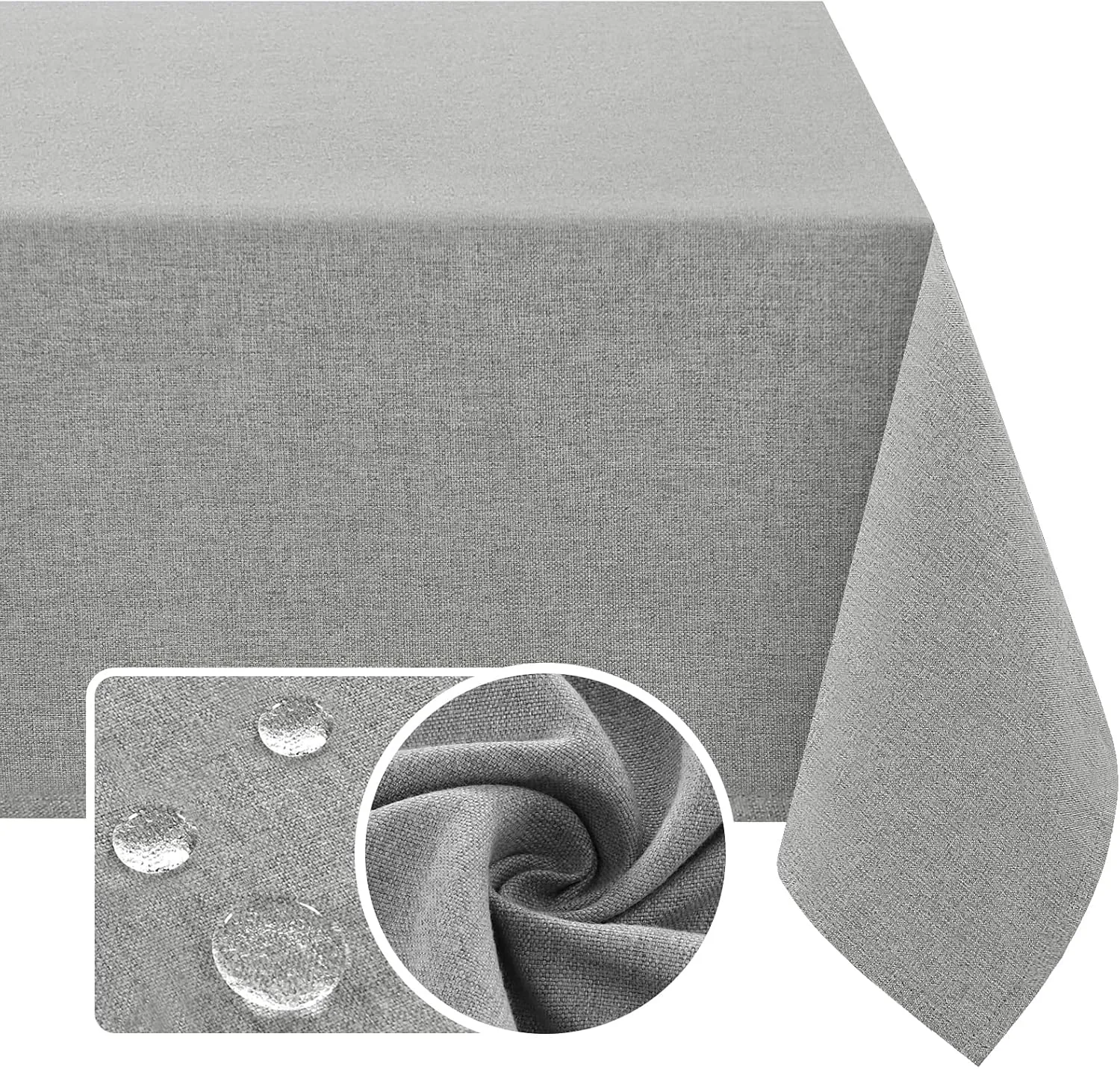H.VERSAILTEX Linen Textured Tablecloth Square 60 x 60 Waterproof Solid Linen Woven Tablecloth Spill-Proof Linen Look Cover for Party Table Extra Soft and Thick Fabric Wrinkle Free, Heather Gray