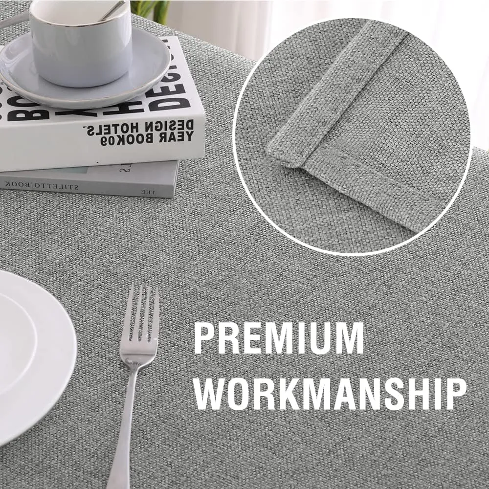 H.VERSAILTEX Linen Textured Tablecloth Square 60 x 60 Waterproof Solid Linen Woven Tablecloth Spill-Proof Linen Look Cover for Party Table Extra Soft and Thick Fabric Wrinkle Free, Heather Gray