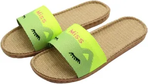 Hwayslon Flax Slippers Unisex Linen Summer Beach Shoes Lightweight Skidproof Indoor Slippers Home Breathable Sandals