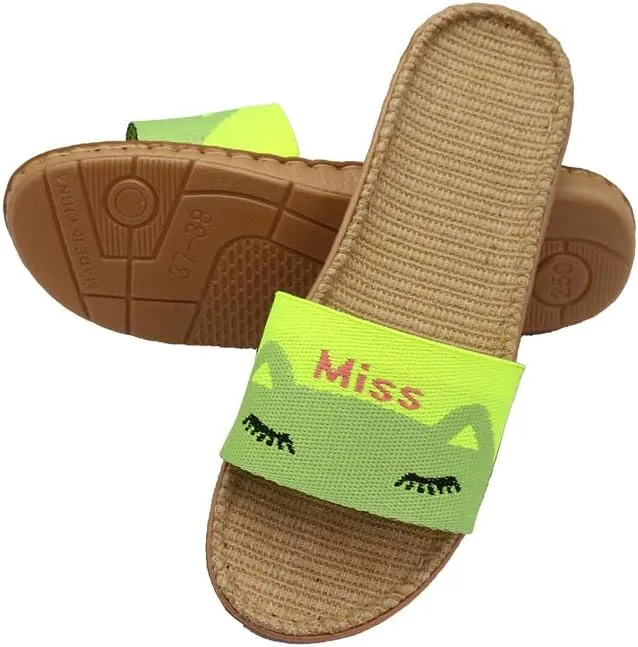 Hwayslon Flax Slippers Unisex Linen Summer Beach Shoes Lightweight Skidproof Indoor Slippers Home Breathable Sandals