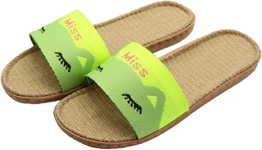 Hwayslon Flax Slippers Unisex Linen Summer Beach Shoes Lightweight Skidproof Indoor Slippers Home Breathable Sandals