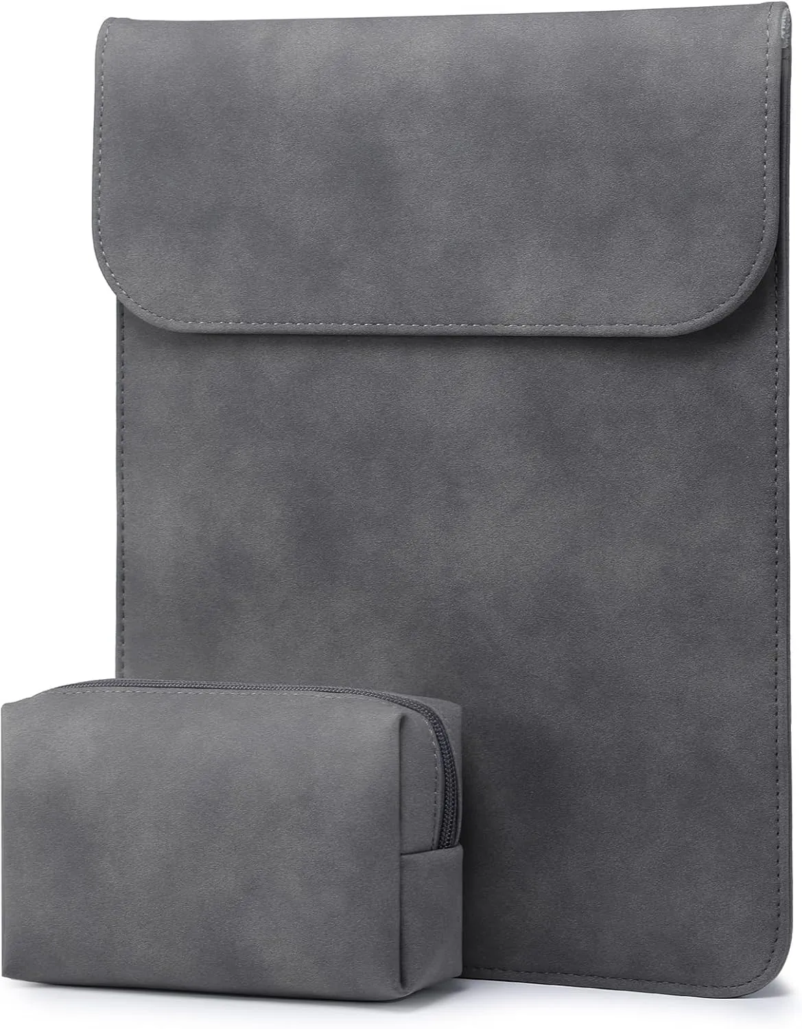 HYZUO 15-16 Inch Laptop Sleeve Compatible with MacBook Pro 16 M3/M2/M1 Pro/Max A2991 A2780 A2485 A2141 2024-2019, MacBook Pro 15 2012-2015, XPS 15, Faux Suede Leather Case with Small Bag, Space Gray