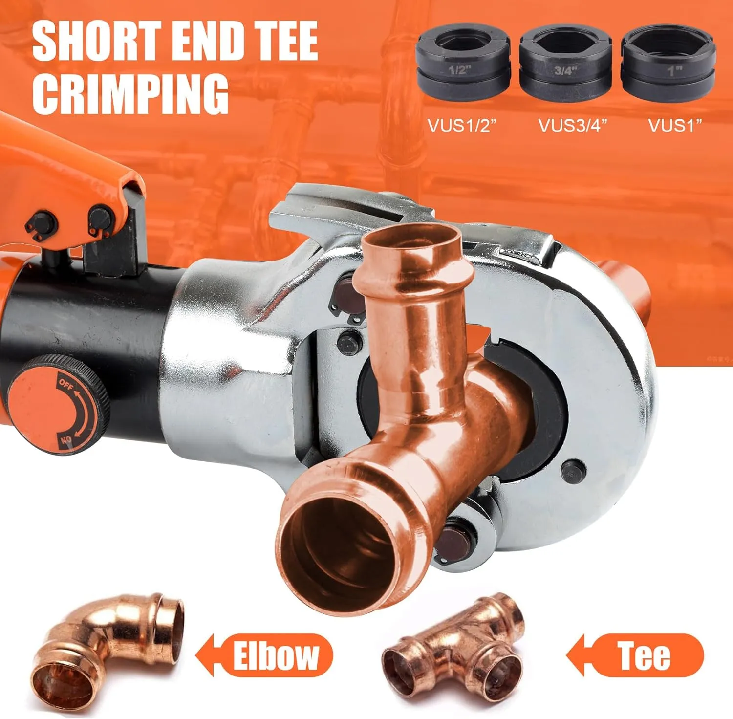 HZLZRZ Propress Tool for Copper Pipe, Hydraulic Tool Dies Jaw 1/2", 3/4", 1", Pro Press Crimper Tool Suitable for Pressing Copper Pipe of Water Heating Crimper Tool