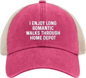 I Enjoys Long Romantic Walks Through Home Depot Trucker Hat Men Funny Mesh Cap for Summer