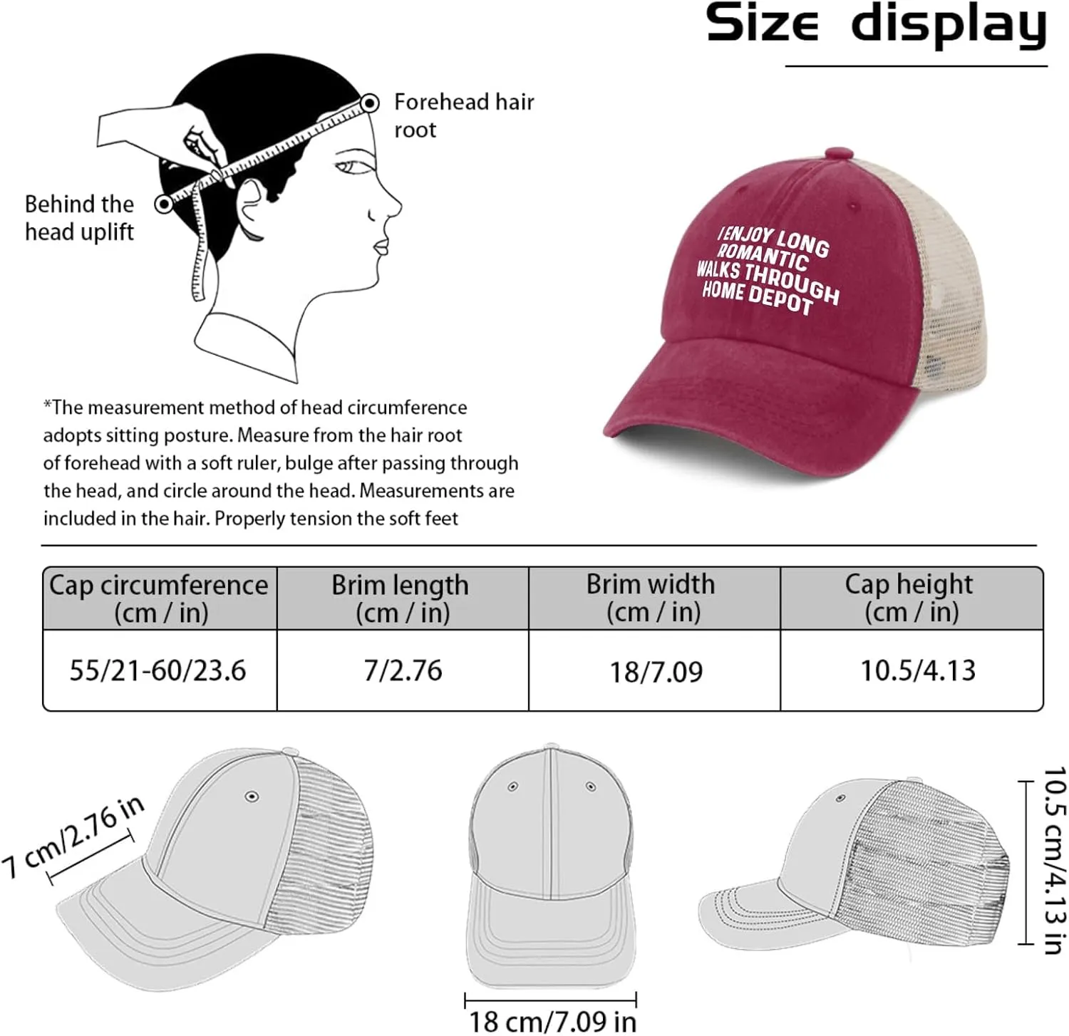I Enjoys Long Romantic Walks Through Home Depot Trucker Hat Men Funny Mesh Cap for Summer
